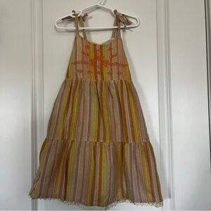 btween Orange Yellow Pleated Tiered Sundress
